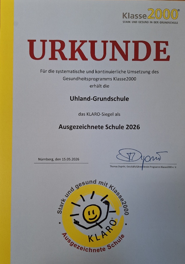 Urkunde Klasse 2000